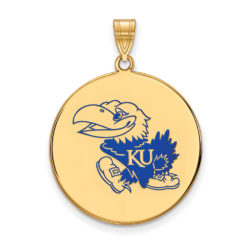 14k Gold Plated Silver U. of Kansas XL Enamel Disc Pendant