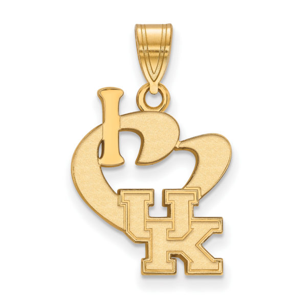 14k Gold Plated Silver U. of Kentucky Large I Love Logo Pendant