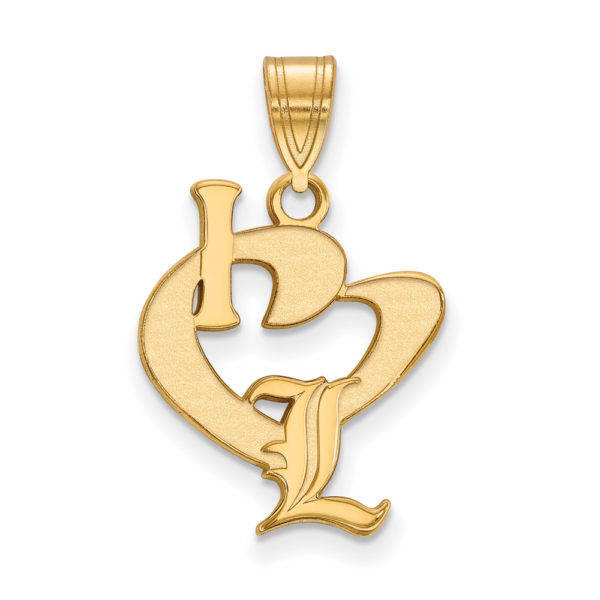 14k Gold Plated Silver U. of Louisville Large I Love Logo Pendant