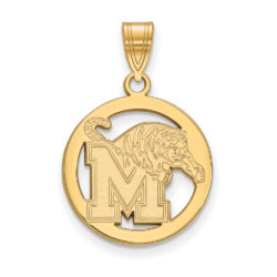 14k Gold Plated Silver U. of Memphis Small Logo Circle Pendant