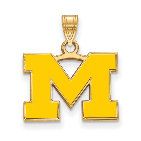 14k Gold Plated Silver U. of Michigan Small Yellow Enamel Pendant