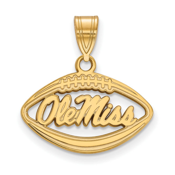 14k Gold Plated Silver U. of Mississippi Football Pendant