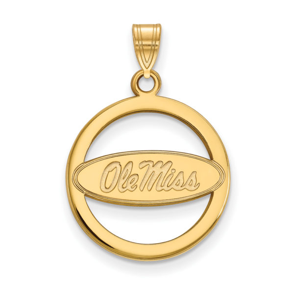 14k Gold Plated Silver U. of Mississippi Small Circle Pendant