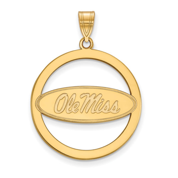 14k Gold Plated Silver U. of Mississippi XL Circle Pendant