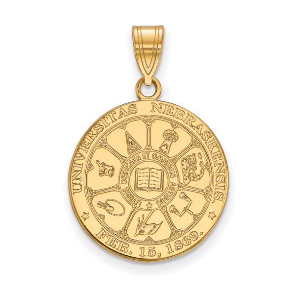 14k Gold Plated Silver U. of Nebraska Large Crest Pendant