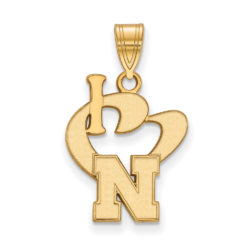 14k Gold Plated Silver U. of Nebraska Large I Love Logo Pendant