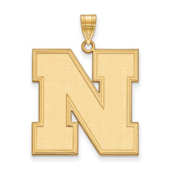 14k Gold Plated Silver U. of Nebraska XL Initial N Pendant