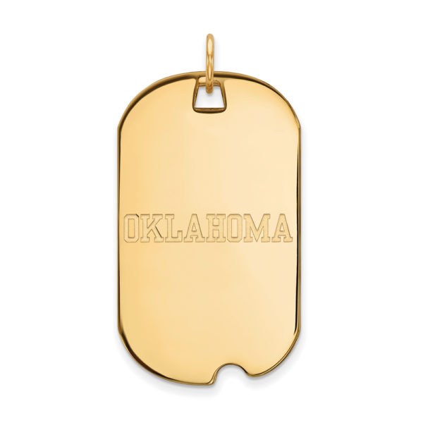 14k Gold Plated Silver U. of Oklahoma Large Dog Tag Pendant