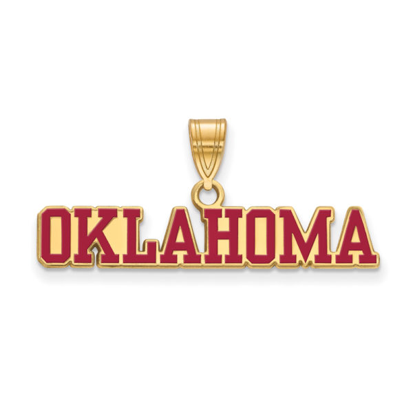 14k Gold Plated Silver U. of Oklahoma Large Enamel Pendant