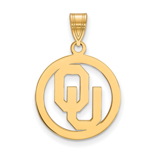 14k Gold Plated Silver U. of Oklahoma Small Circle Pendant