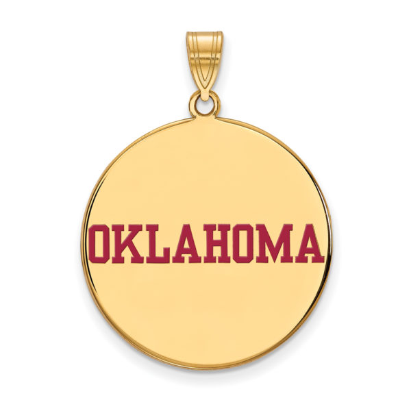 14k Gold Plated Silver U. of Oklahoma XL Enamel Disc Pendant