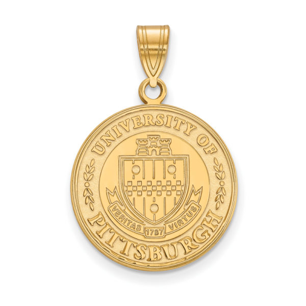 14k Gold Plated Silver U. of Pittsburgh Large Crest Pendant