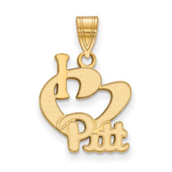 14k Gold Plated Silver U. of Pittsburgh Large I Love Logo Pendant