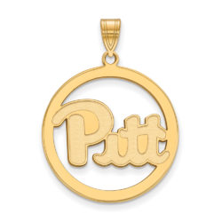 14k Gold Plated Silver U. of Pittsburgh XL Circle Pendant