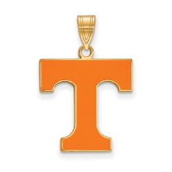 14k Gold Plated Silver U. of Tennessee Large Enamel 'T' Pendant