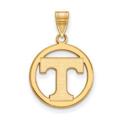 14k Gold Plated Silver U. of Tennessee SM Initial T Circle Pendant