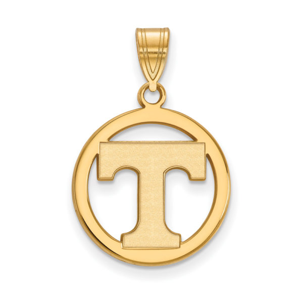 14k Gold Plated Silver U. of Tennessee SM Initial T Circle Pendant