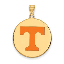 14k Gold Plated Silver U. of Tennessee XL Enamel 'T' Disc Pendant