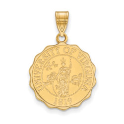 14k Gold Plated Silver U. of Virginia Large Crest Disc Pendant