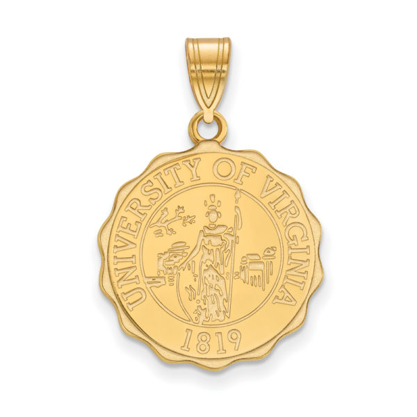 14k Gold Plated Silver U. of Virginia Large Crest Disc Pendant