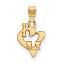 14k Gold Plated Silver U. of Virginia Small I Love 'V' Logo Pendant