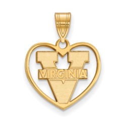 14k Gold Plated Silver U. of Virginia 'V' Logo Heart Pendant