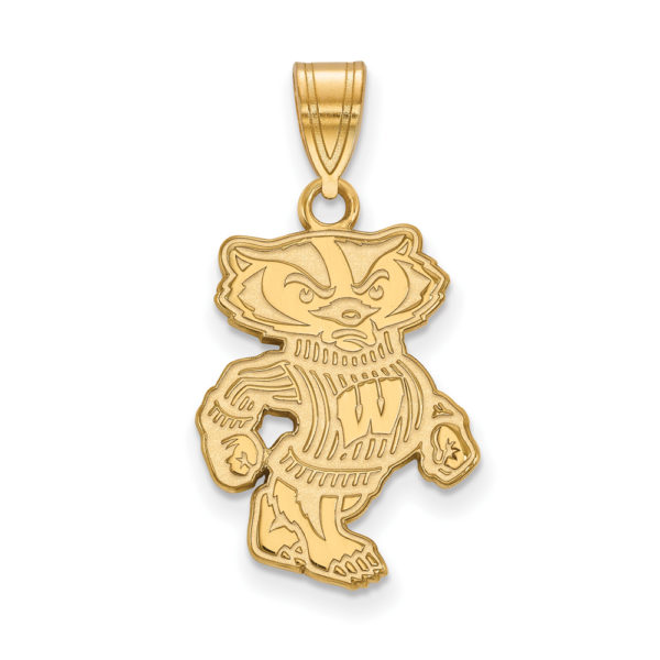 14k Gold Plated Silver U. of Wisconsin Large Badgers Pendant