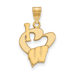 14k Gold Plated Silver U. of Wisconsin Large I Love Logo Pendant