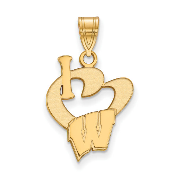 14k Gold Plated Silver U. of Wisconsin Large I Love Logo Pendant