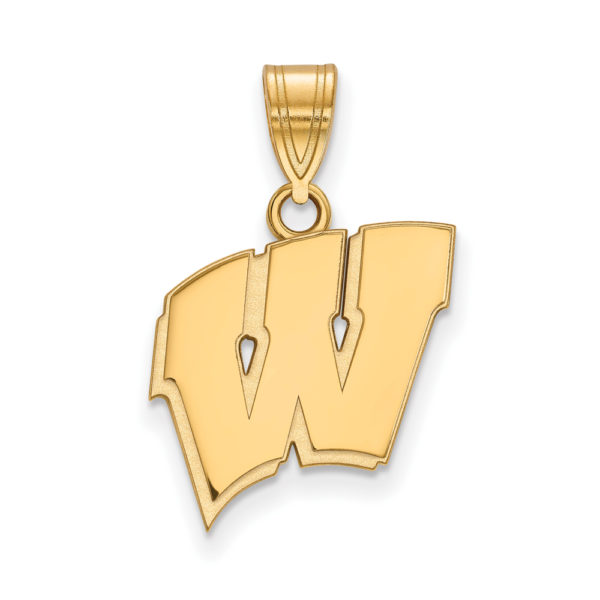 14k Gold Plated Silver U. of Wisconsin Medium Initial W Pendant