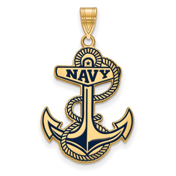 14k Gold Plated Silver U.S. Naval Academy XL Enamel Pendant