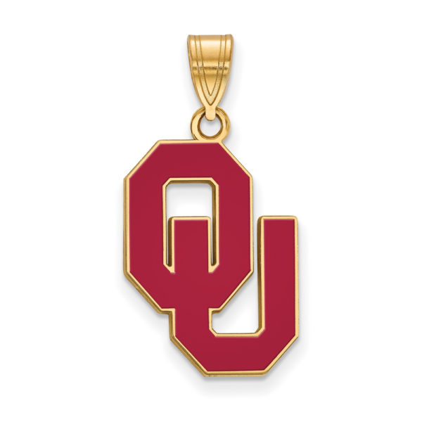 14k Gold Plated Silver Univ. of Oklahoma Large Enamel Pendant