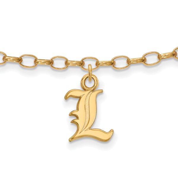 14k Gold Plated Silver Univer. of Louisville Dangle Anklet, 9 In