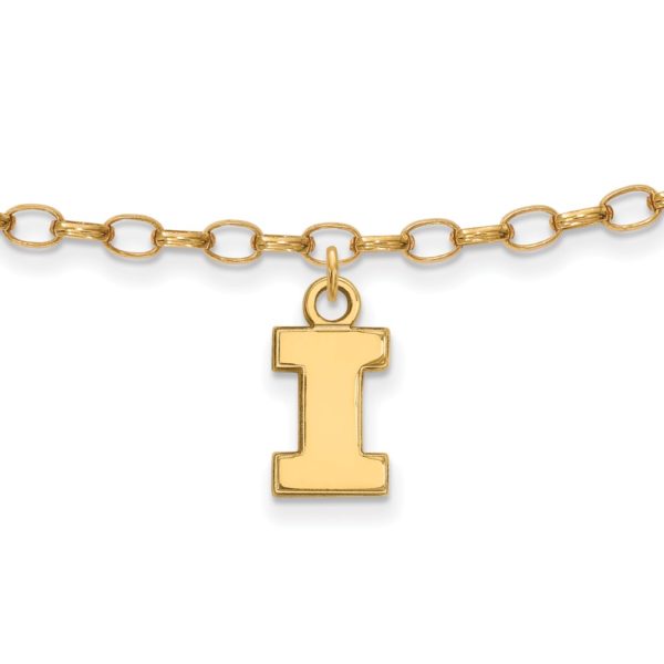 14k Gold Plated Silver University of Illinois Anklet, 9 Inch