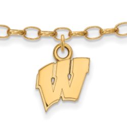 14k Gold Plated Silver University of Wisconsin Anklet, 9 Inch