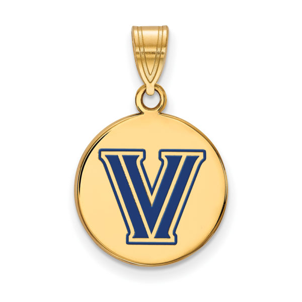 14k Gold Plated Silver Villanova U. MD Enamel Logo Disc Pendant