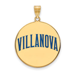 14k Gold Plated Silver Villanova U. XL Enamel Script Disc Pendant