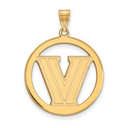 14k Gold Plated Silver Villanova U. XL Logo Circle Pendant