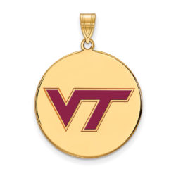 14k Gold Plated Silver Virginia Tech Large Enamel Logo Disc Pendant