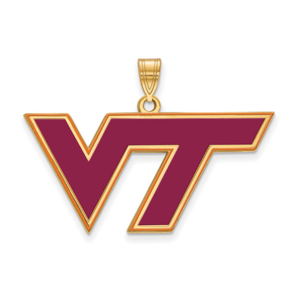 14k Gold Plated Silver Virginia Tech Large Enamel Logo Pendant