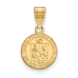 14k Gold Plated Silver Virginia Tech Medium Crest Disc Pendant