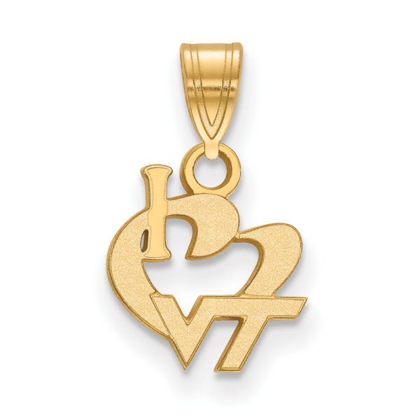 14k Gold Plated Silver Virginia Tech Small I Love 'VT' Logo Pendant