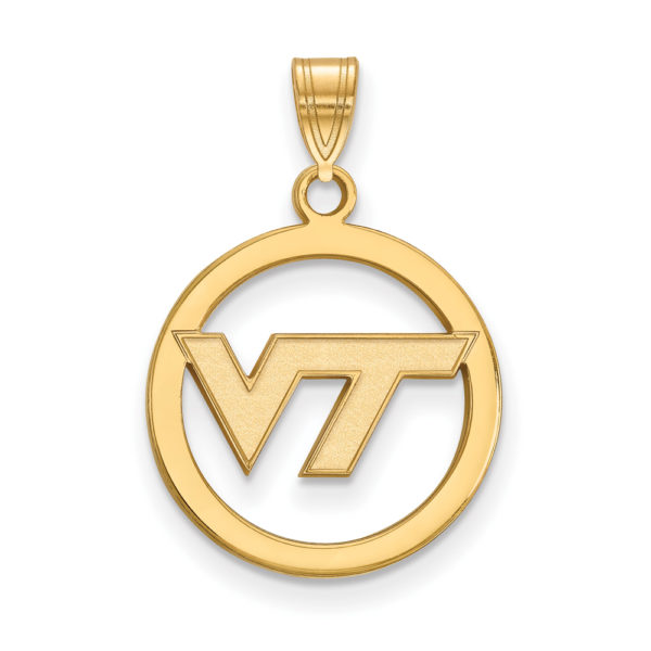 14k Gold Plated Silver Virginia Tech Small Logo Circle Pendant