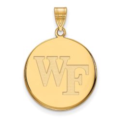 14k Gold Plated Silver Wake Forest U. Large 'WF' Disc Pendant