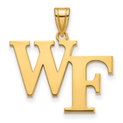 14k Gold Plated Silver Wake Forest U. Large 'WF' Pendant