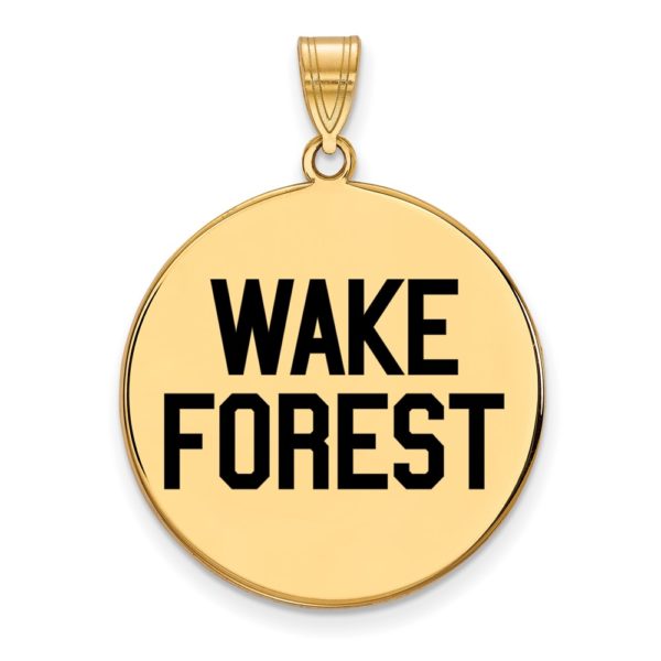 14k Gold Plated Silver Wake Forest U. XL Enamel Logo Disc Pendant