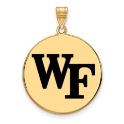 14k Gold Plated Silver Wake Forest U. XL Enamel 'WF' Disc Pendant