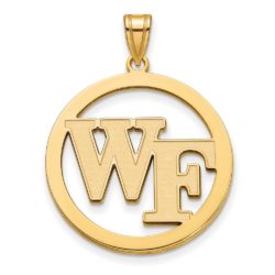 14k Gold Plated Silver Wake Forest U. XL 'WF' Circle Pendant