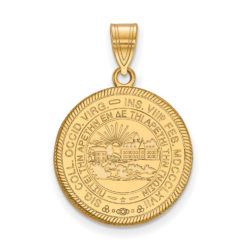 14k Gold Plated Silver West Virginia U. Large Crest Disc Pendant