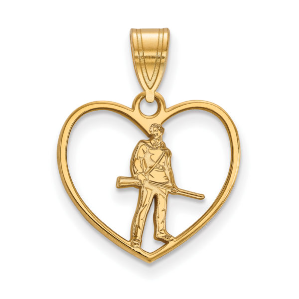 14k Gold Plated Silver West Virginia U. Mascot Heart Pendant